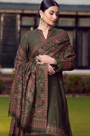 HS-129 Dhanak Embroidered 3-piece