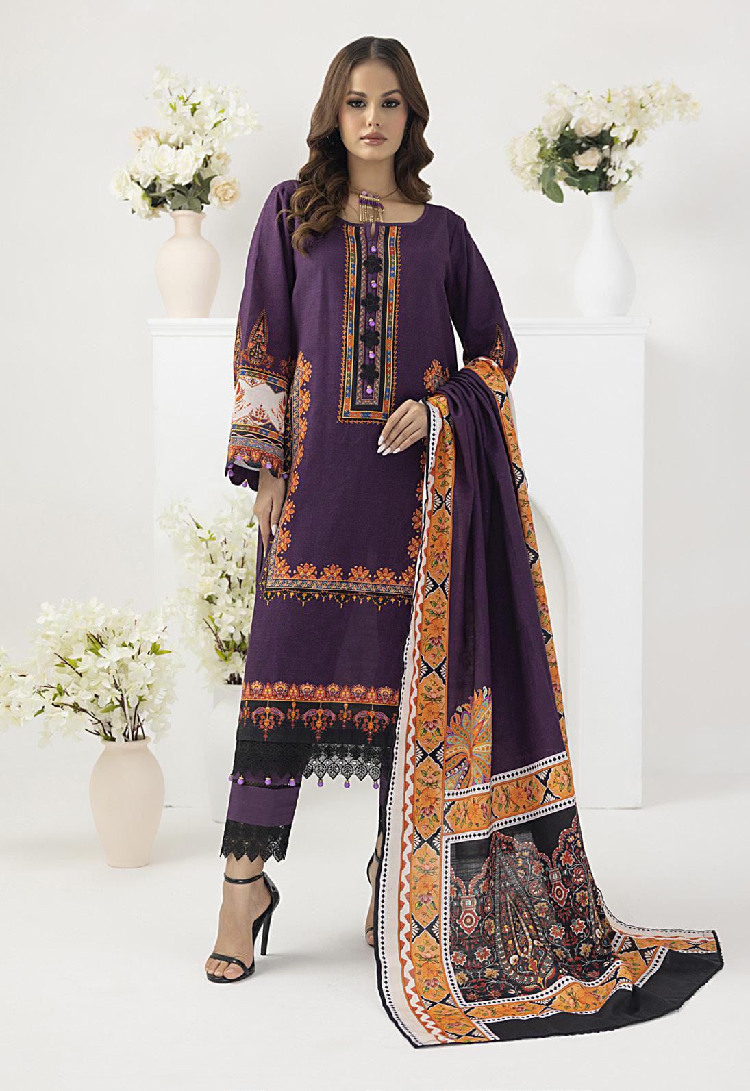 HS72-Salina Premium Printed Khaddar 3-Piece